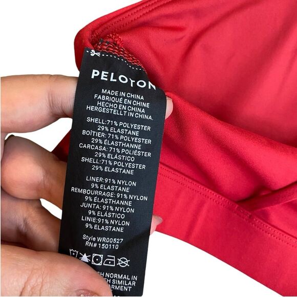 Peloton Women’s M High Neck Strappy Sports Bra Classic Red Padded Athletic Gym - Picture 8 of 9